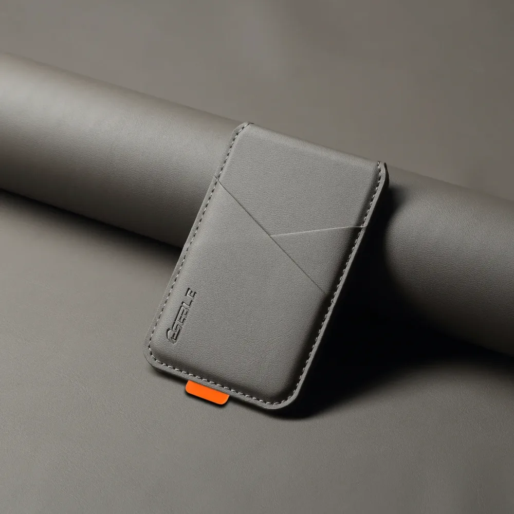 Premium PU-Leder Magnetischer Telefonkartenhalter, RFID Anti-Skimming Geldbörse Kompatibel mit Magnetischer Kabelloser Aufladung für Smartphones