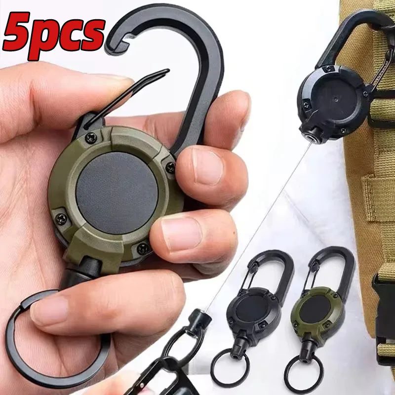 Einziehbarer, robuster Karabiner mit Zugrolle, starke Stahldrahtseil-Schnalle, Federschlüsselanhänger, sportliches Aufsatz für den Außenbereich, Schlüsselanhänger-Werkzeug