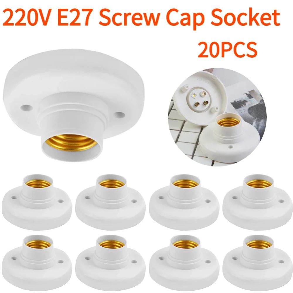 20/1pcs 220v e27 Schrauben lampen ständer Glühlampen fassung Adapter Basis kappen fassung weiß Decken leuchte Lampen befestigungs sockel