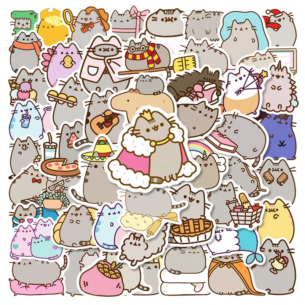 50/100 Stück Niedliche Chunky-Katzen-Aufkleber für Schreibwaren und Laptops, Wasserfeste Kawaii-Cartoon-Dekoration, Graffiti-Aufkleber, Geschenk für Kinder