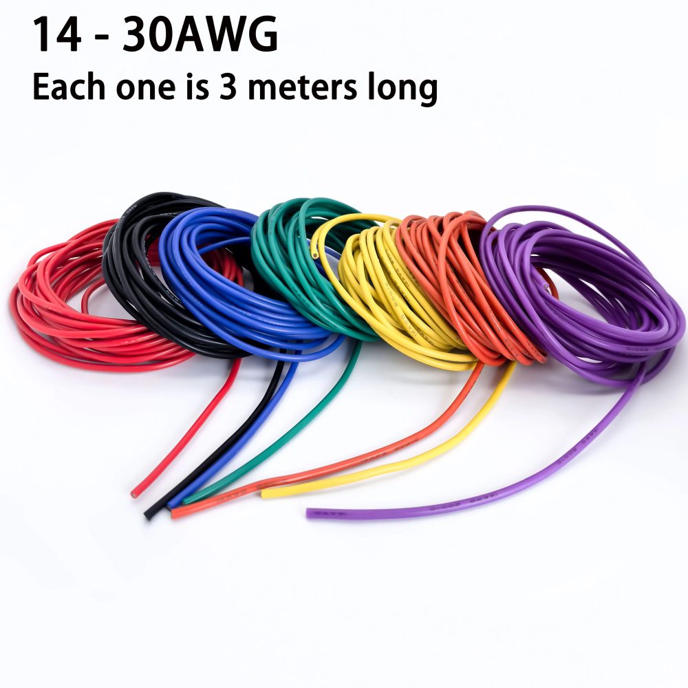 14/16/18/20/22/24/26/28/30 AWG Silikon-Elektrokabel 3 Meter/10ft ? weicher, flexibler Zinn-Kupfer-Draht, hochtemperaturbeständig