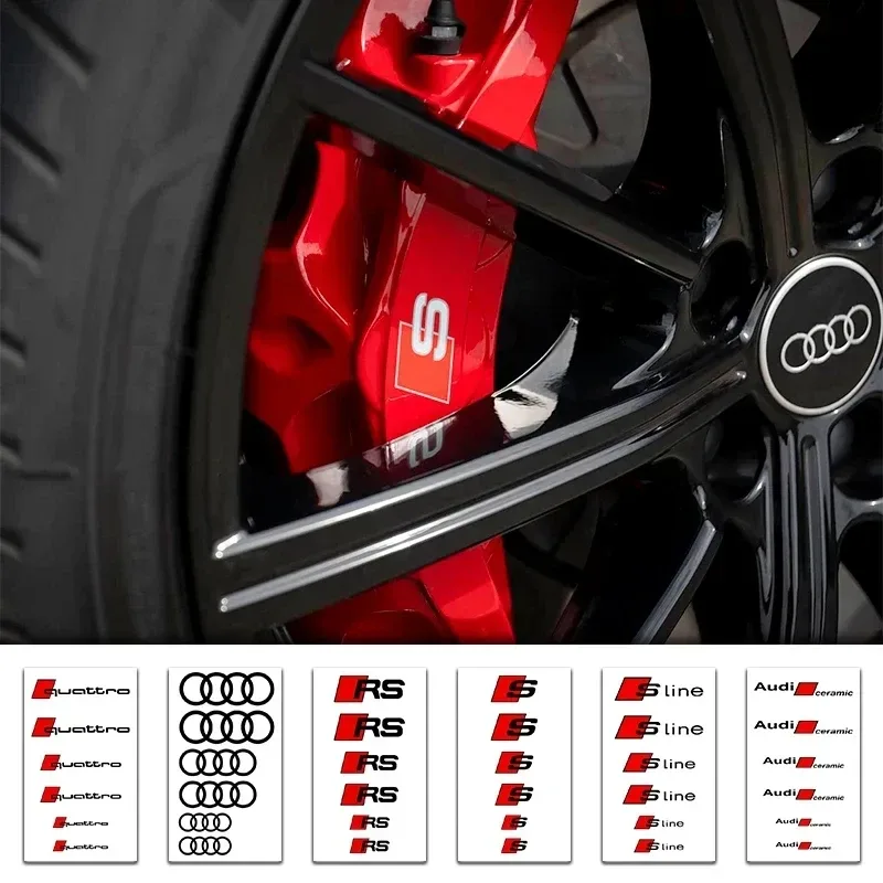 PVC-Auto-Bremssattel-Aufkleber, hitzebeständige Aufkleber, Autozubehör für QUATTRO für Audi S Line A1 A3 A4 A6 A7 Q3 Q5 Q7 RS3 RS4