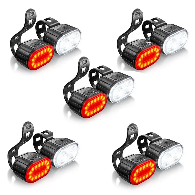 Wiederaufladbare Fahrradbeleuchtung Vorder-/Rücklichter Fahrradlampe LED-Fahrradlicht Fahrrad-Taschenlampe für Fahrrad-Vorder- und Rücklicht Laterne