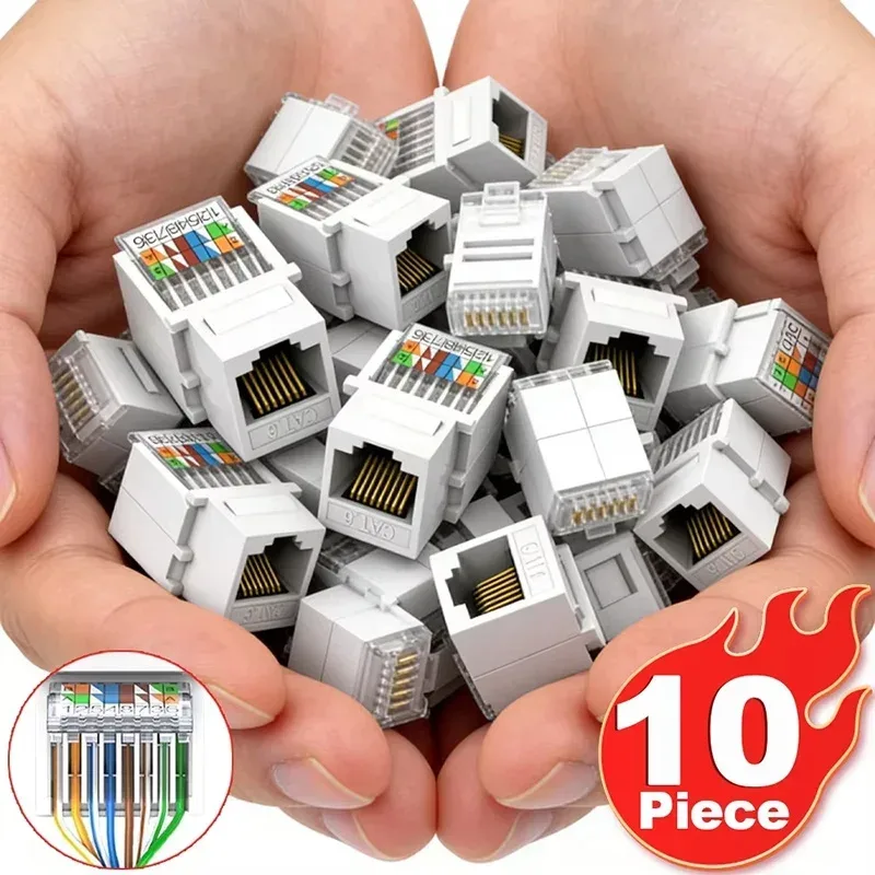 10 Stück RJ45 Netzwerkmodul CAT6 Kabel-Patchpanel Netzwerkbuchse Umfassende Verkabelung CAT6 Kristallkopf Netzwerkkabel-Patchpanel