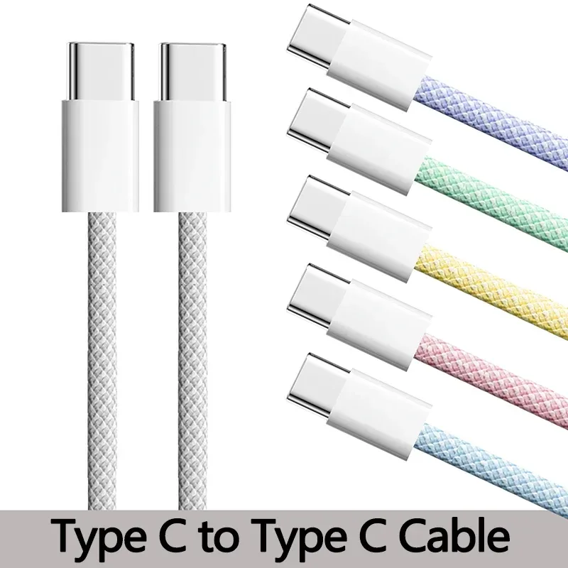 Typ C auf Typ C Farbe Kabel für PD 60 W iPhone 16 15pro Schnelle Aufladung für Xiaomi Samsung Huawei Typ C Weben Kabel 1M 2M 3M