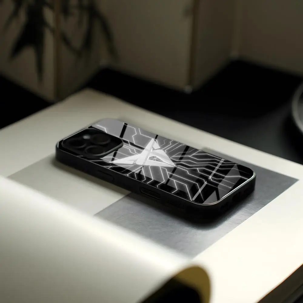 Auto C-cupraes Logo Handyhülle mit Licht aus Glas für iPhone 17 Air 16 15 17 14 Pro Max 13 12 11 X XS XR Plus für Samsung S 26 24 23 22