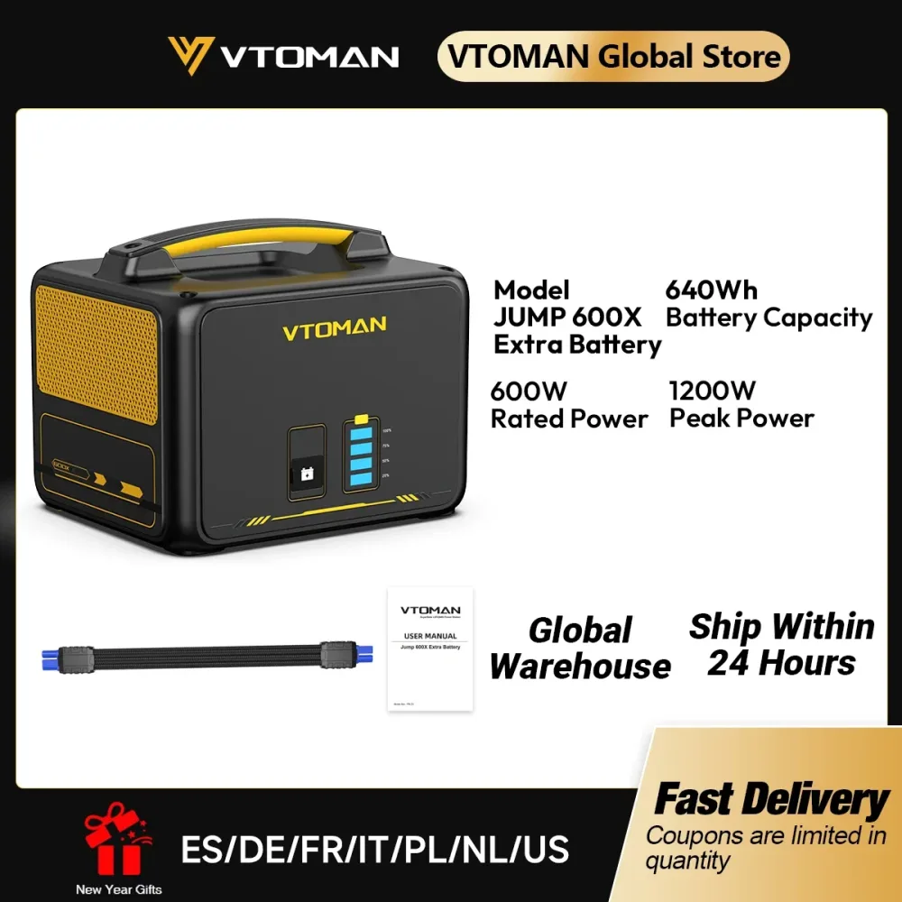 VTOMAN JUMP600X Zusatzakku 640Wh für VTOMAN JUMP600X & JUMP600 600W Backup LiFePO4 (LFP)