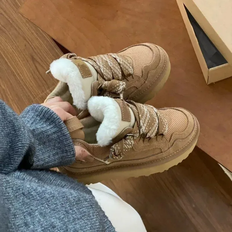 Winterstiefel für Damen, Fleece-gefütterte, verdickte Schneestiefel