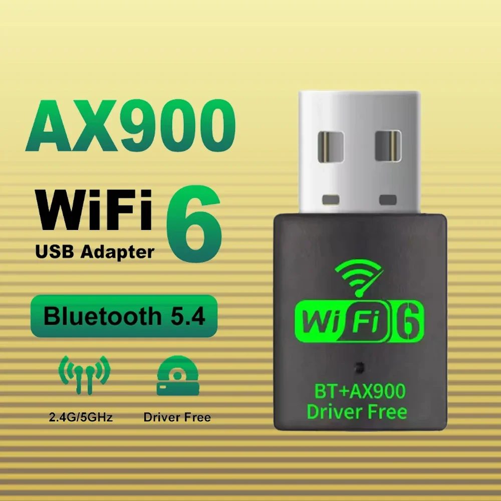 Wifi 6 Mini-USB-Dongle Netzwerkkarte BT 5.4 Empfänger-Dongle AX900 für Win 10/11 PC Dual Band 2,4 G/5 GHz
