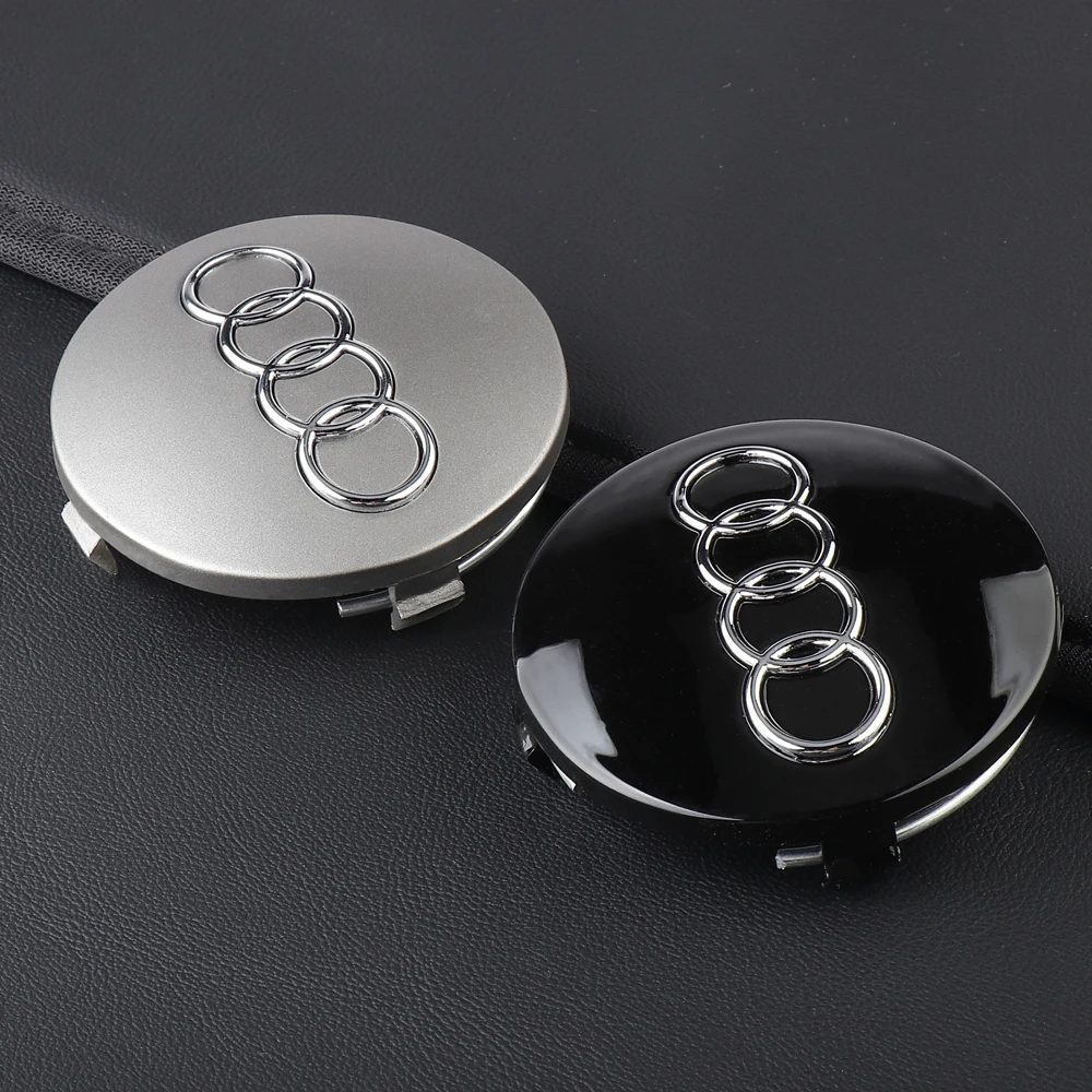 4 Stück 59mm Schwarz/Grau Auto-Radnabenkappen-Abdeckungen Aufkleber Zubehör für Audi Sline A6 A7 C7 C8 Q3 Q5 Q7 Quattro B5 B6