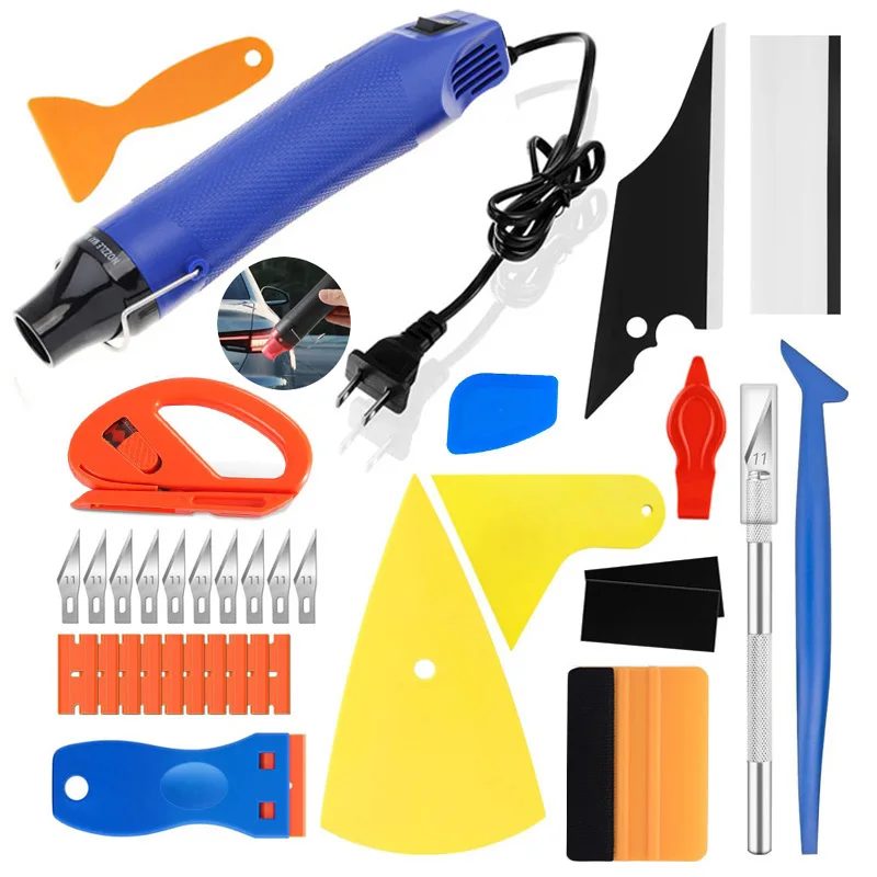 Heißluftpistole Vinyl Film Tools Kit Vinyl Schaber Mini Heißluftpistole Autoverpackungswerkzeuge Folienrakel Glattes Werkzeug für Autofenster Film