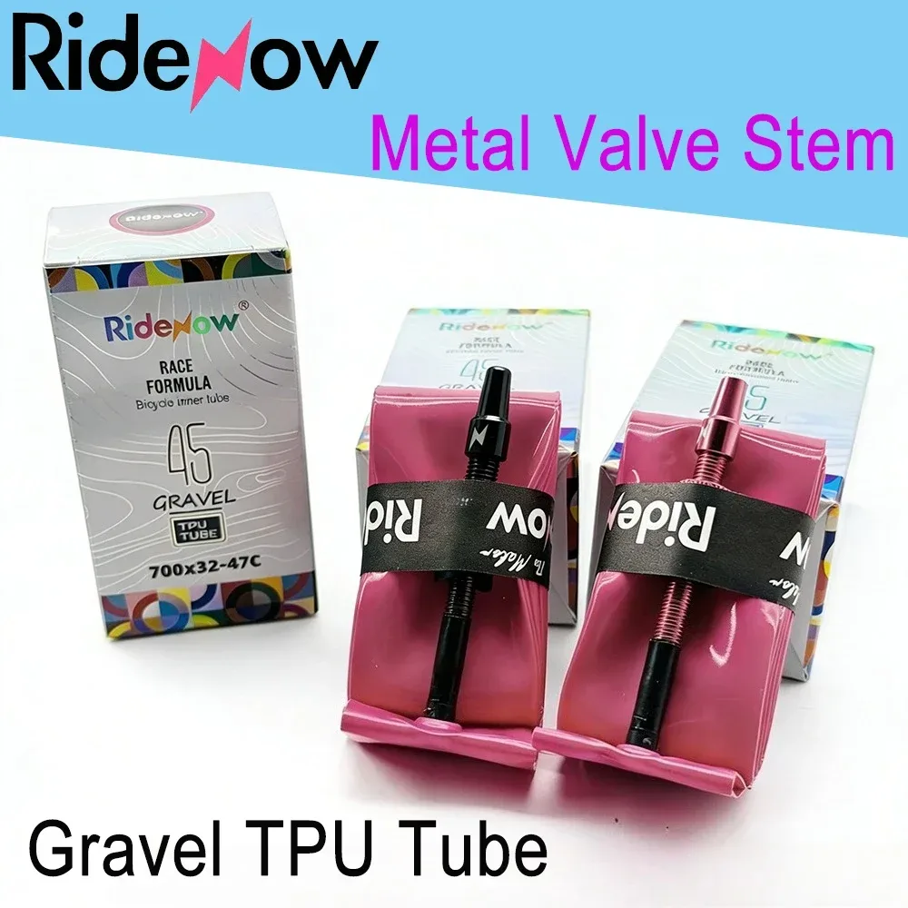 Ridenow Metallventil TPU-Schlauch mit herausnehmbarem Ventilkern für Gravel 29 Zoll 700x32-47c Fahrradschlauch MTB Rennrad-Schlauch
