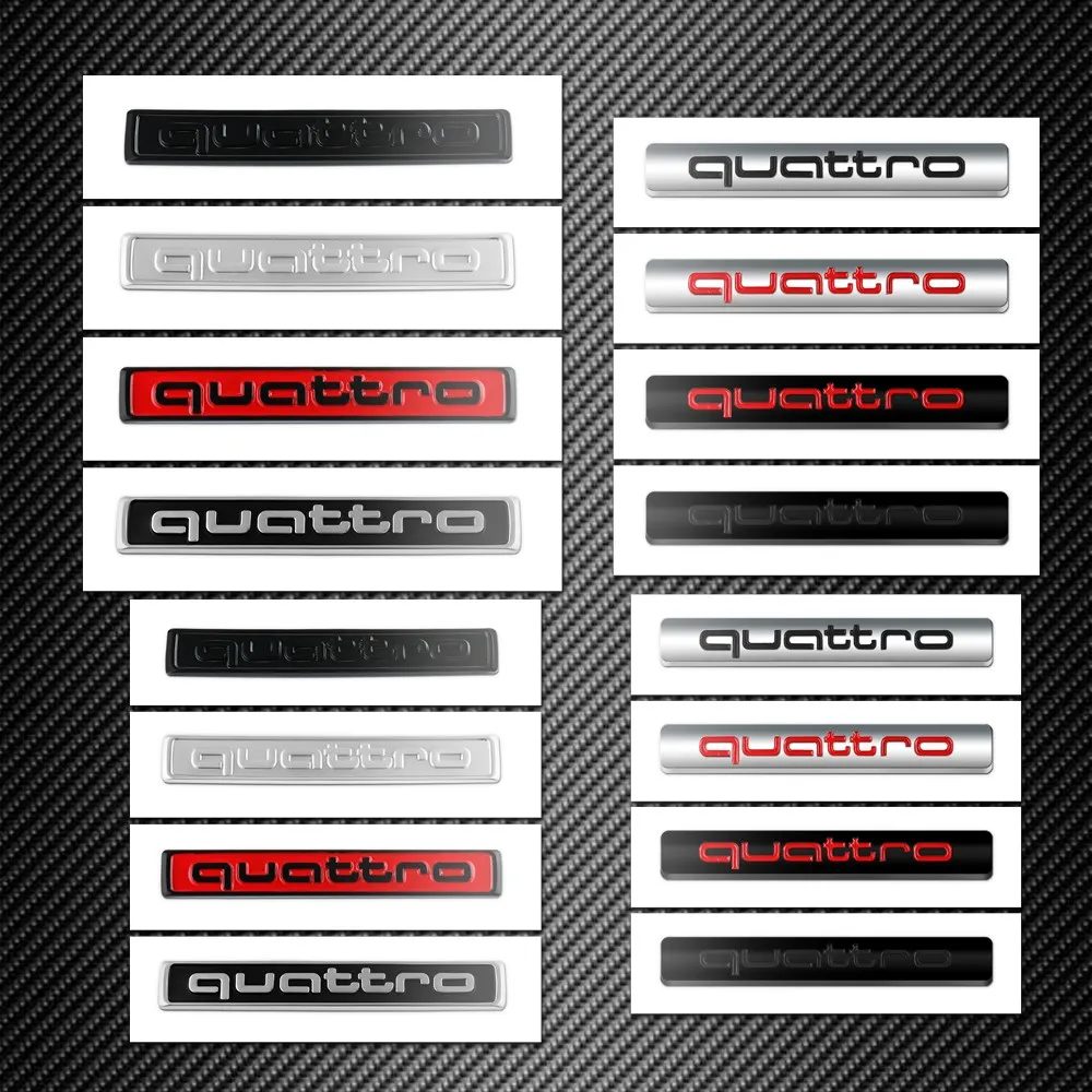 1 Stück 3D ABS Auto QUATTRO Emblem Karosserie Heck Kofferraum Fenster Aufkleber Abzeichen Dekoration Aufkleber Auto-Modifikation Zubehör für Audi Logo
