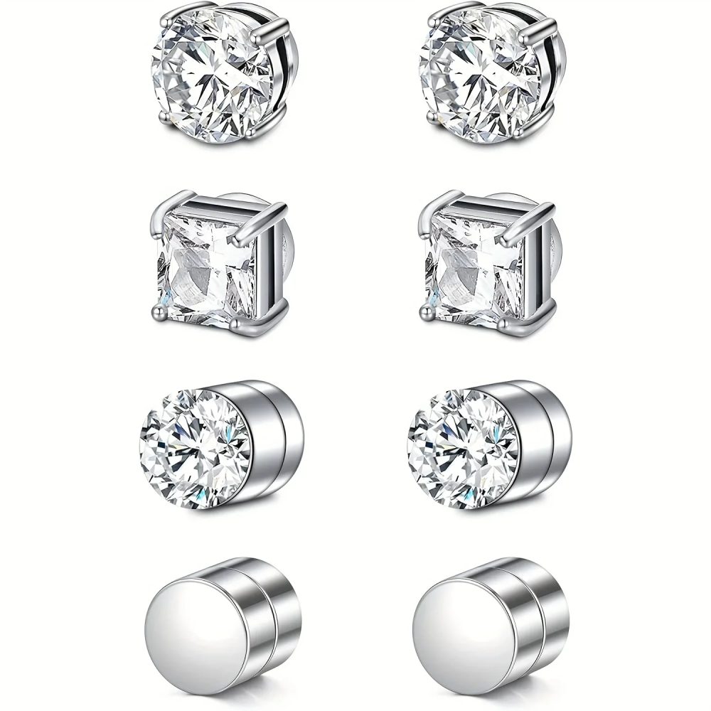 1 Paar Kristall-starke magnetische Ohrstecker-Clip-Ohrringe für Männer und Frauen, Punk, runde Zirkon-Magnet-Ohrringe, nicht durchdringender Schmuck