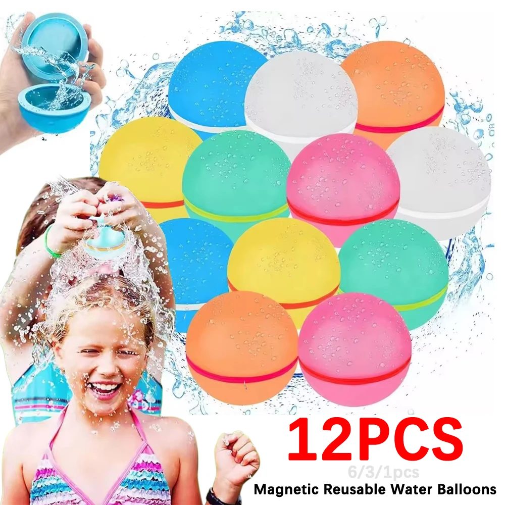 12/6/3/1PCS Magnetische Wiederverwendbare Wasser Ballons Schnell Füllen Selbst Dicht Wasser Ball Spielzeug Outdoor sommer Schwimmen Pool Wasser Bälle