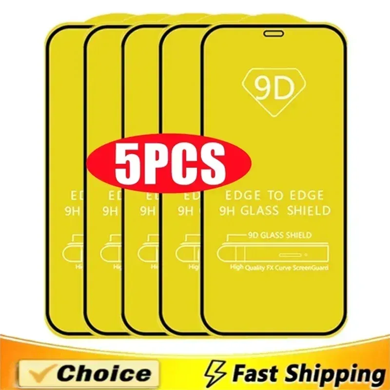 5Pcs 9D Schutz Glas Für iPhone 14 11 12 13 15 16 Pro Max Mini 7 Plus Screen Protector für iPhone XS MAX X XR Gehärtetes Glas