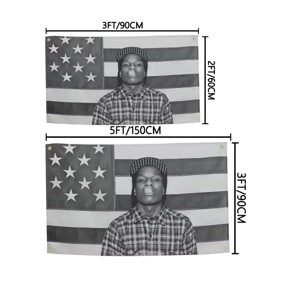 Asap Rockys Flagge 3x5fts 2x3fts Rapper Room Decor Ästhetische Musik Album Kunst Poster Hängen Schlafzimmer Konzert Hintergrund Fans Geschenk
