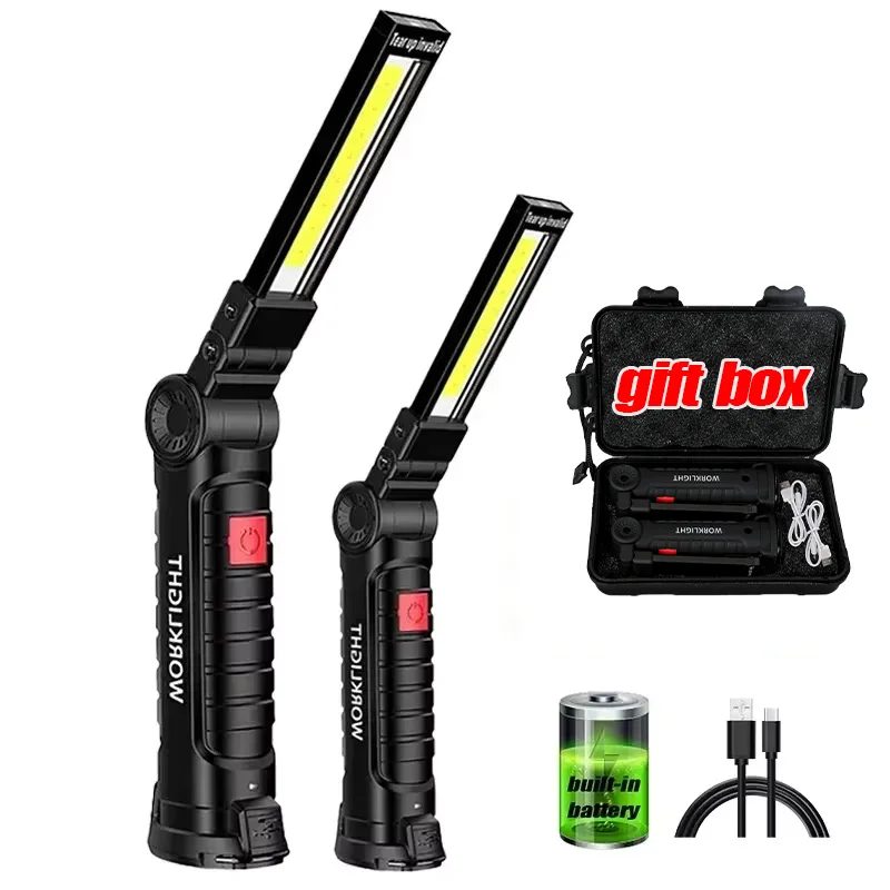 1 Stück COB LED Arbeitsleuchte Dimmbare USB-Aufladbare LED-Taschenlampe Inspektionslampe Mit Magnet & Haken 14500/18650 Batterie Taschenlampe