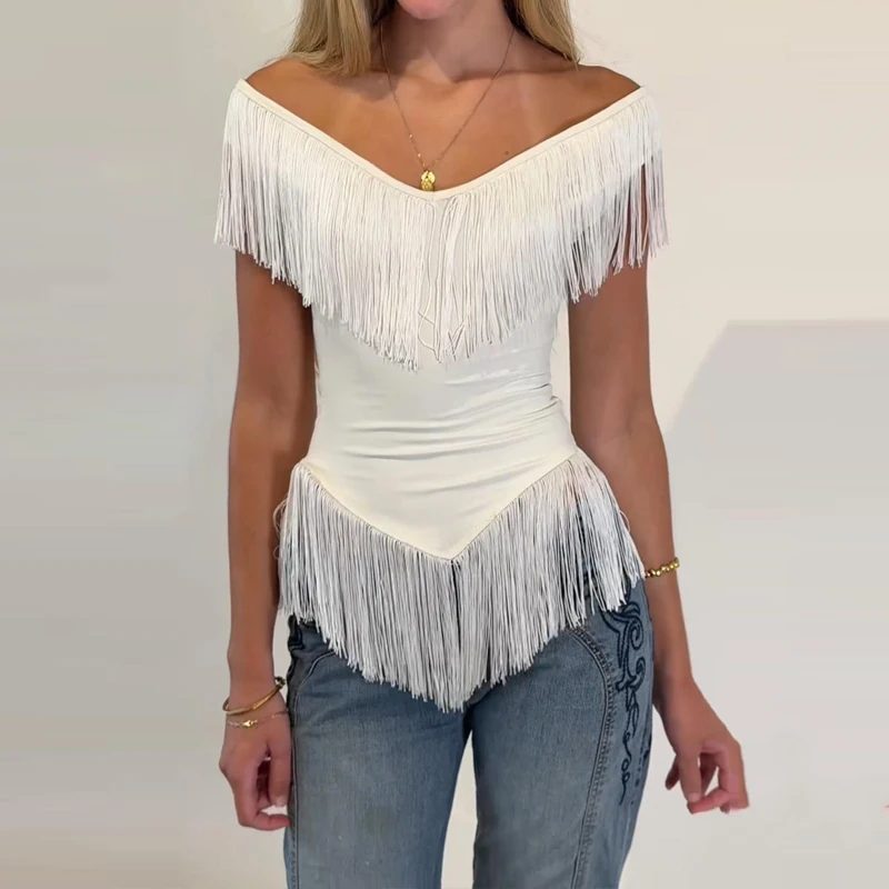 Elegantes V-Ausschnitt Partykleid mit unregelmäßigem Saum, Damenmode mit Quasten-Patchwork, schmal geschnittene Abendkleider, lässige ärmellose einfarbige Abendkleider
