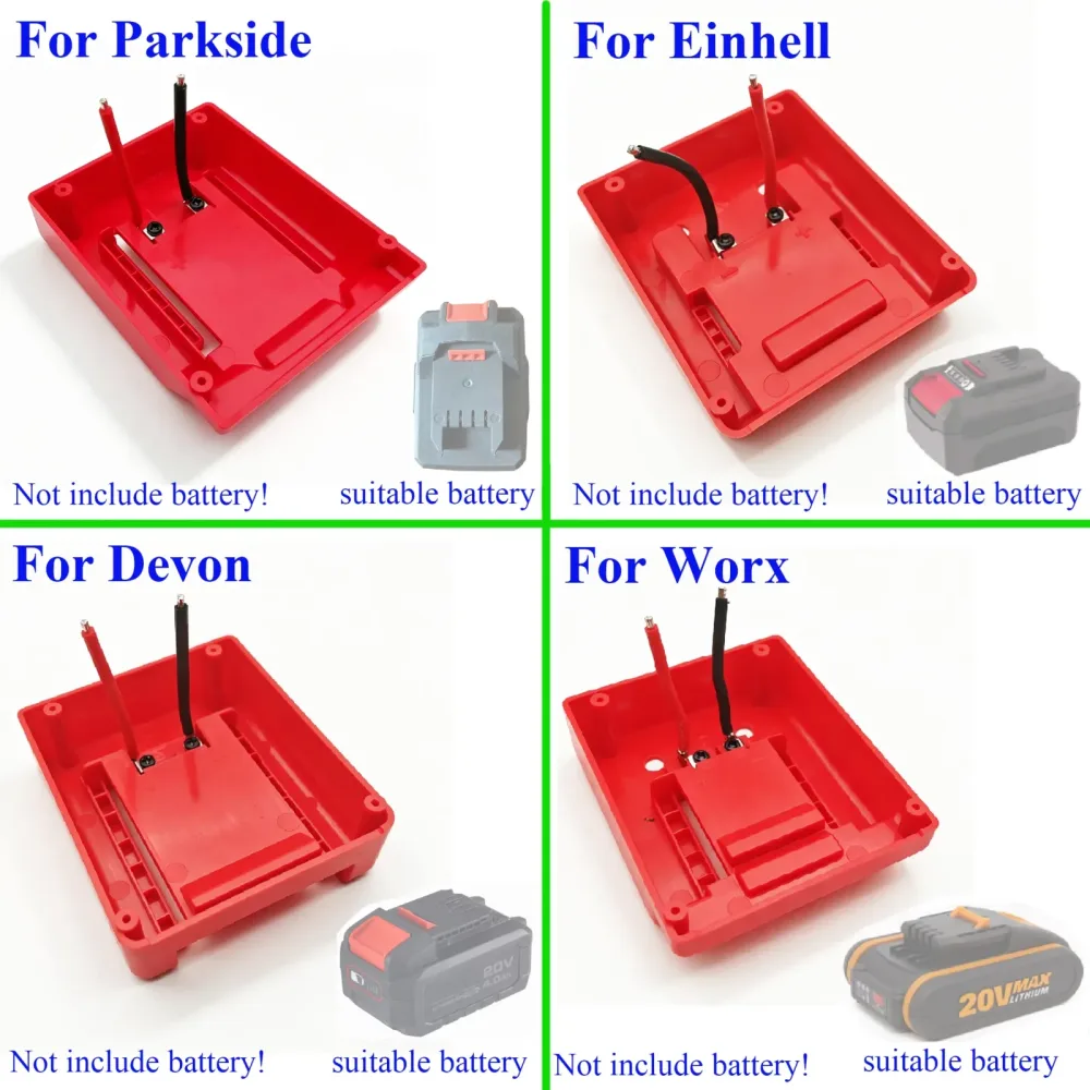 Lithium-Batteriegehäuse DIY-Adapteranschluss für Parkside PAPS204, Einhell, Ozito PXBAT52, Devon und Worx Batterien