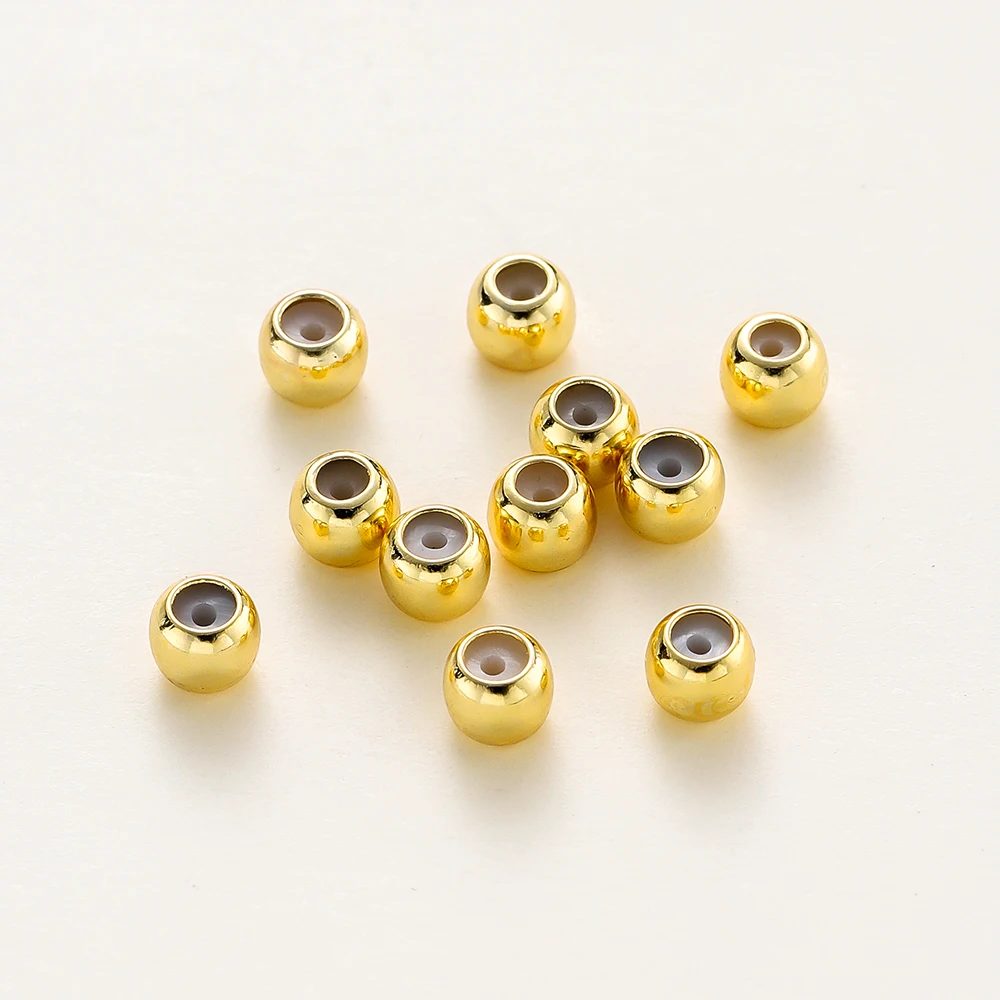 10Pcs Spacer Perlen 3/4/5mm 14K/18K Gold Farbe Überzogene Messing Gummi Charms stecker Für DIY Schmuck Machen Zubehör Liefert
