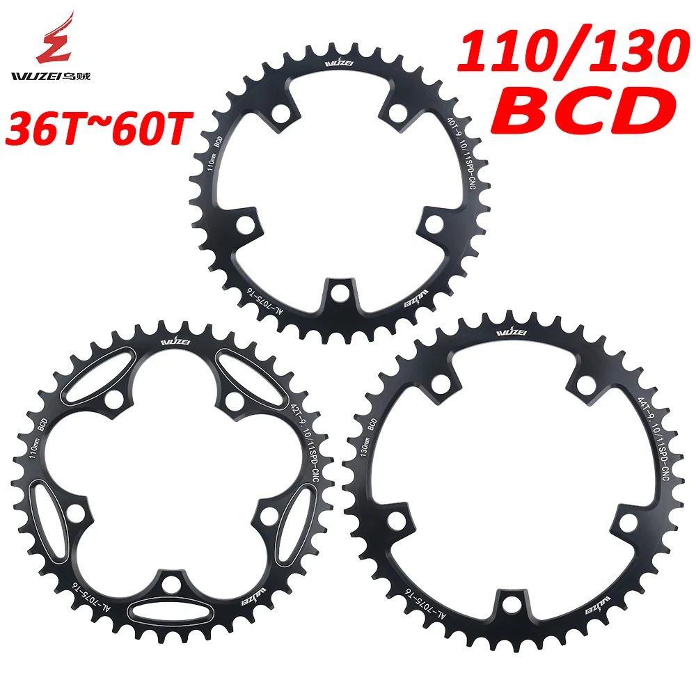 WUZEI 110 130 BCD Kettenblatt 36T 38T 40T 42T 46T 50T Narrow Wide Star Rennrad Krone 5 Schrauben Frontstar für Klappfahrrad