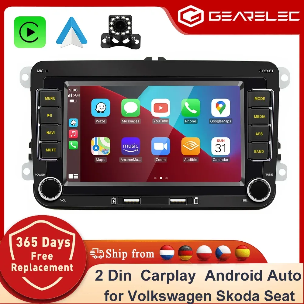 2-Din-Autoradio für Volkswagen Skoda Octavia Golf 5 6 Touran Passat Polo Jetta Android 14 Auto-Multimedia-Player GPS WiFi Carplay