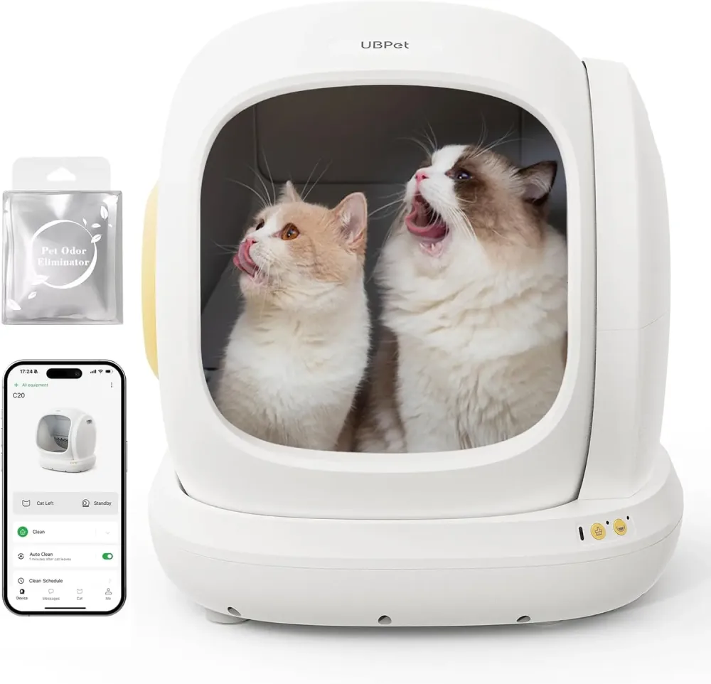 UBPet C20 Selbstreinigend Automatische Katzentoilette, große öffnung/Ultra sicher/Geruchskontrolle/niedriger Einstieg/APP