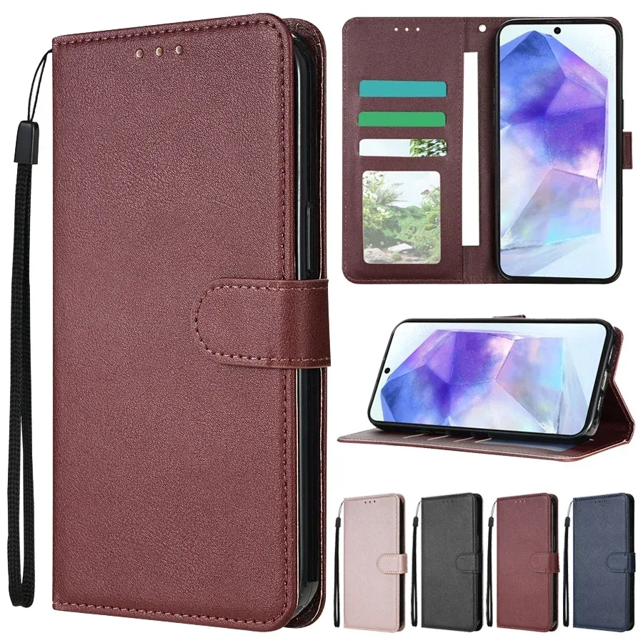 Brieftaschen-Hülle mit Magnetverschluss aus Leder für Samsung Galaxy A05s A06 A07 A12 A13 A14 A15 A16 A17 A24 A26 A34 A35 A36 A52 A53 A54 A55 A56