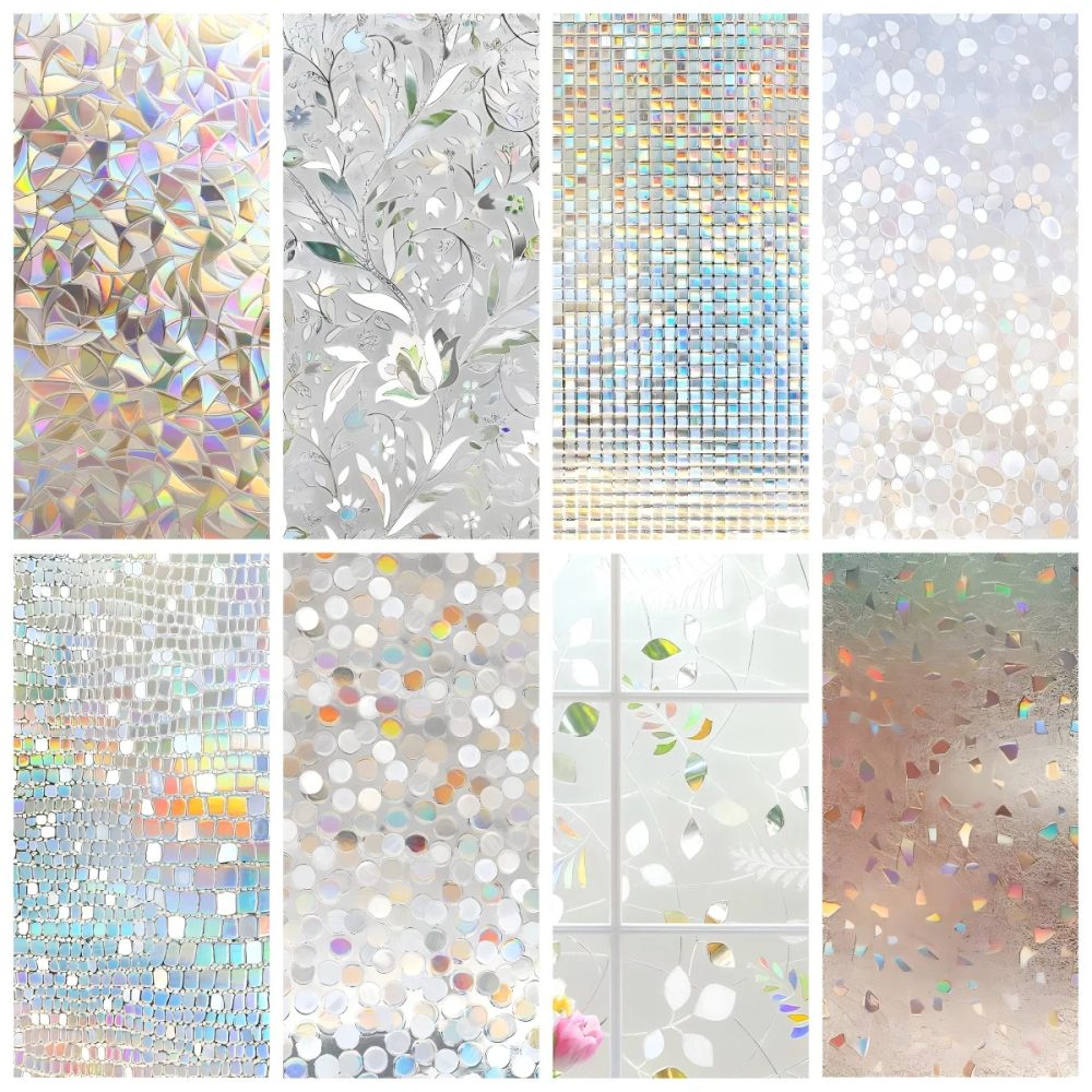 Fenster-Sichtschutzfolie, Regenbogen-Fensteraufkleber, dekoratives Fenster, Vinyl, Buntglas-Fensteraufkleber, statisch haftender Fensteraufkleber