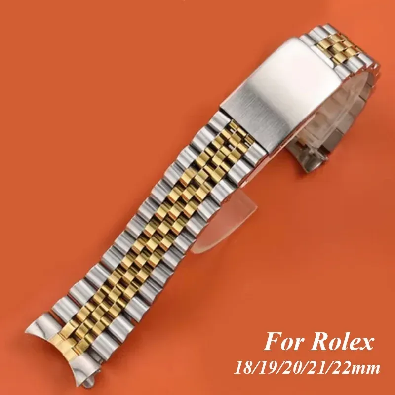 Uhrenarmband mit gebogenem Ende für Jubilee-Armband für Rolex DATEJUST, luxuriöses Edelstahlarmband-Zubehör, 18 mm, 19 mm, 20 mm, 21 mm, 22 mm