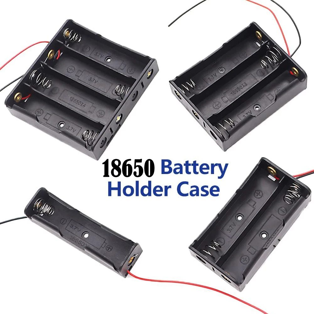 3 Stück 18650 Batteriehalter Box 1 Slot 3,7 V Batterie Aufbewahrungskoffer 1/2/3/4 Zellen Kunststoffbehälter mit verbinden schwarzen roten Drähten