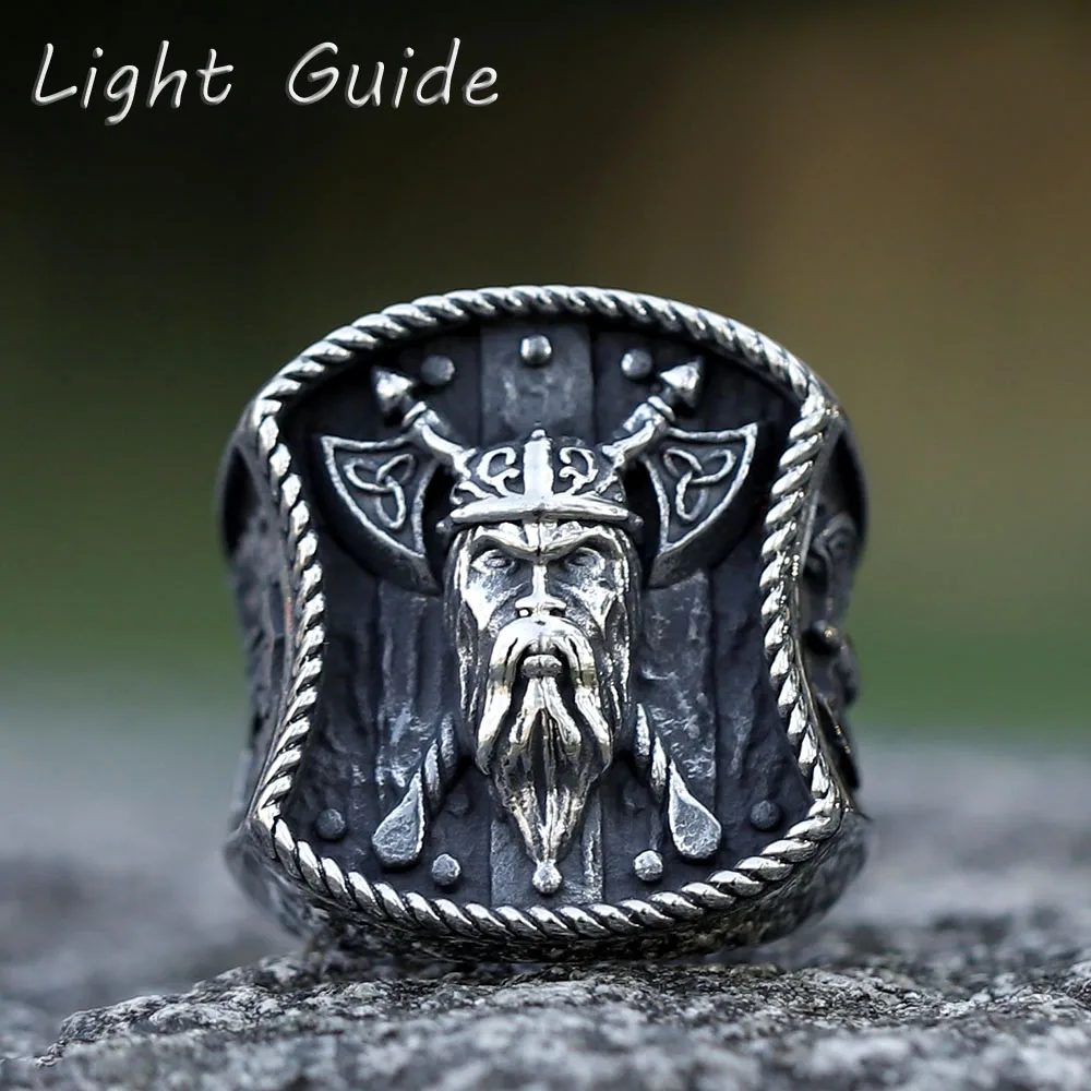 Neue Herren 316l Edelstahl Ring kreatives Design Wikinger Krieger Doppel axt Odin Adler Ring Schmuck für Geschenke versand kostenfrei