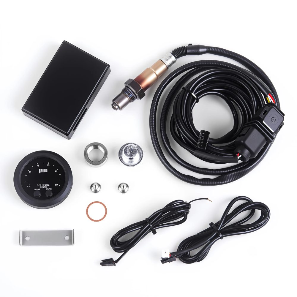 52 mm Luft-Kraftstoff-Verhältnis-Messgerät, ultradünn, rund, S-Serie, LED-Digitalanzeige mit Breitband-O2-Sauerstoffsensor, 12 V