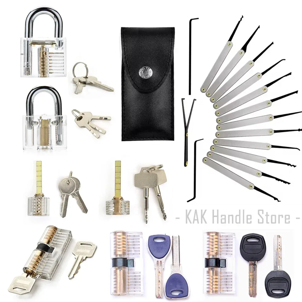 15-31-teiliges Lockpicking-Set Transparente Schlosserwerkzeuge Multifunktionales Übungsschloss-Set Vorhängeschloss Stahl-Handwerkzeuge Hardware-Werkzeuge