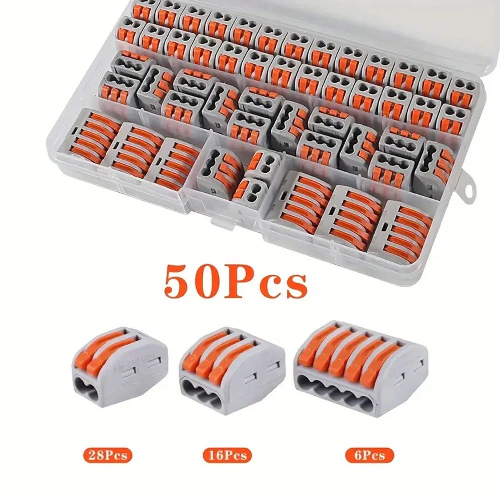 50/55/100/110-teiliges Hebelkabelverbinder-Set, Kompakte Schnellverbindungs-Klemmen für Elektrische Anschlüsse mit 2/3/5 Anschlüssen