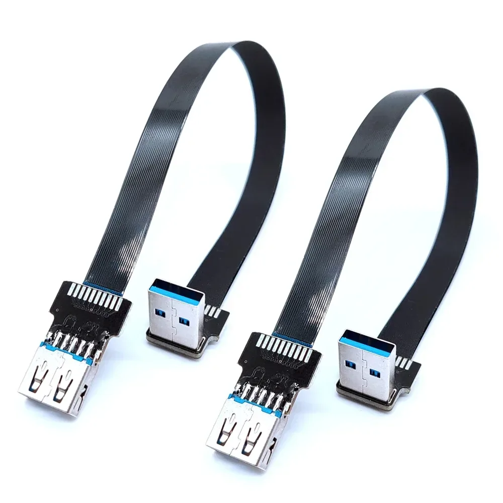 Flacher USB 3.0-Stecker auf Buchse-Adapter, FPC-Winkelstück, USB-Verlängerungskabel, oben und unten, links und rechts gebogen 90 Grad, USB-Adapter