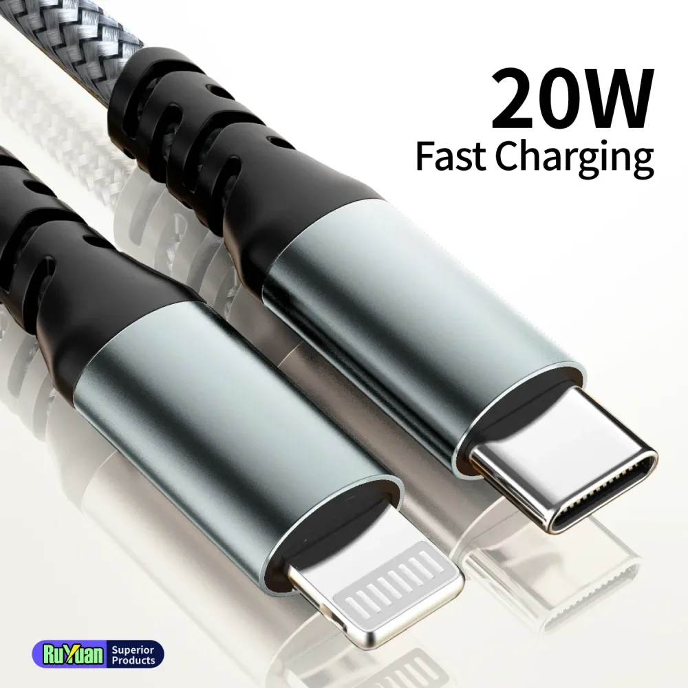 MFi-Zertifiziertes USB-C zu Lightning Kabel 20W Nylon-Umflochtenes Schnellladekabel für iPhone 14-8 iPad AirPods 1m 2m 3m
