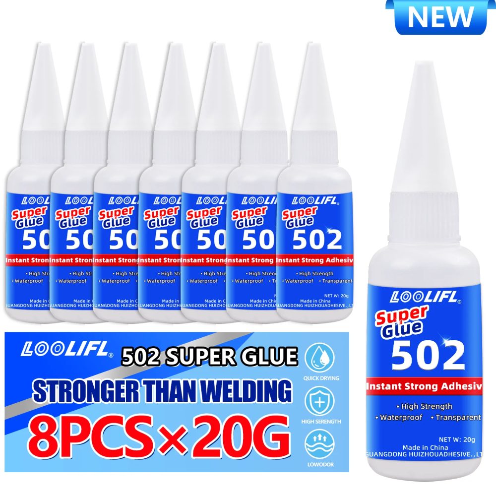 1?8 Stück 502 starker Kleber, Cyanacrylat-Kleber, 10-Sekunden-Klebung, geeignet für Holz, Kunststoff, Keramik, Metall, Allround-Klebewerkzeuge