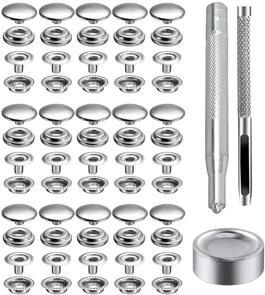 100/200 stücke 15mm Edelstahl Verschluss Snap Presse Stud Cap Taste Marine Boot Leinwand Linie 24(4 Komponenten)