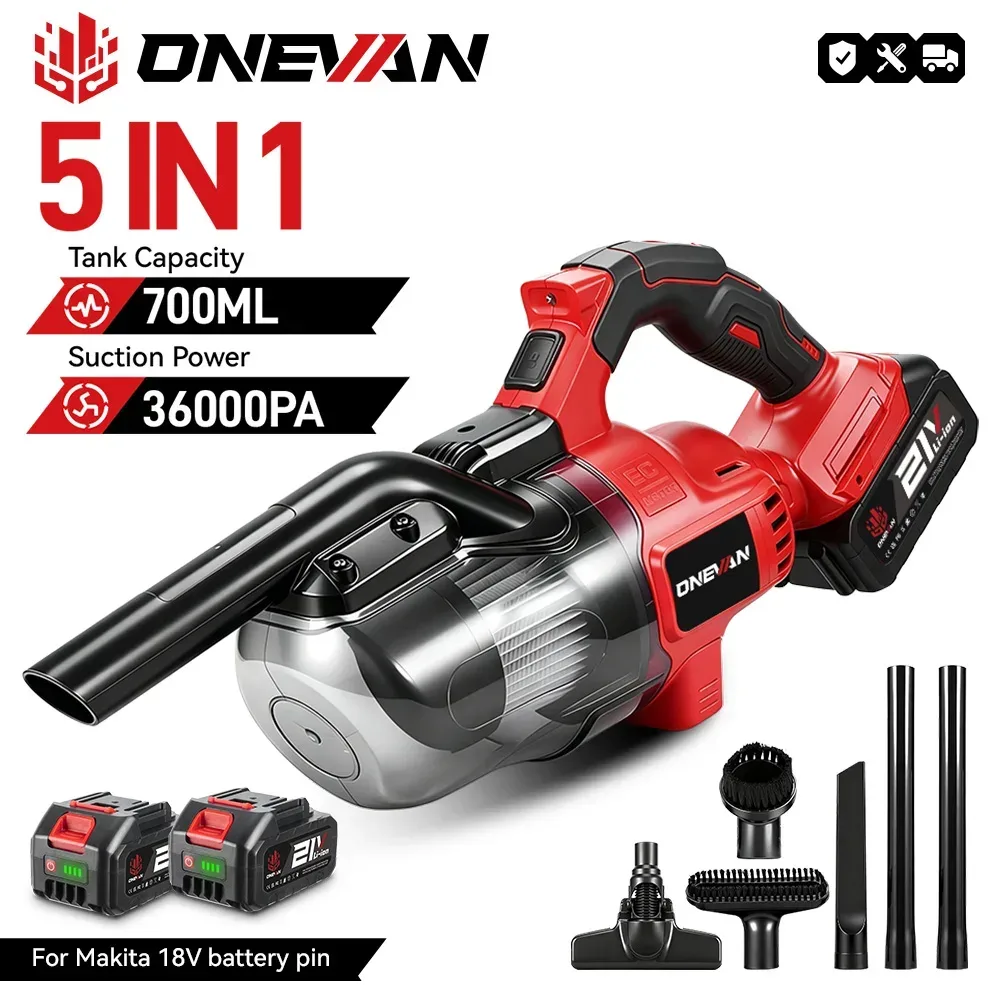 ONEVAN 16KPA Elektrischer Staubsauger 6-in-1 Kabelloser Handstaubsauger für Zuhause Boden Tierhaar Reinigungsgerät für Makita 18V Akku
