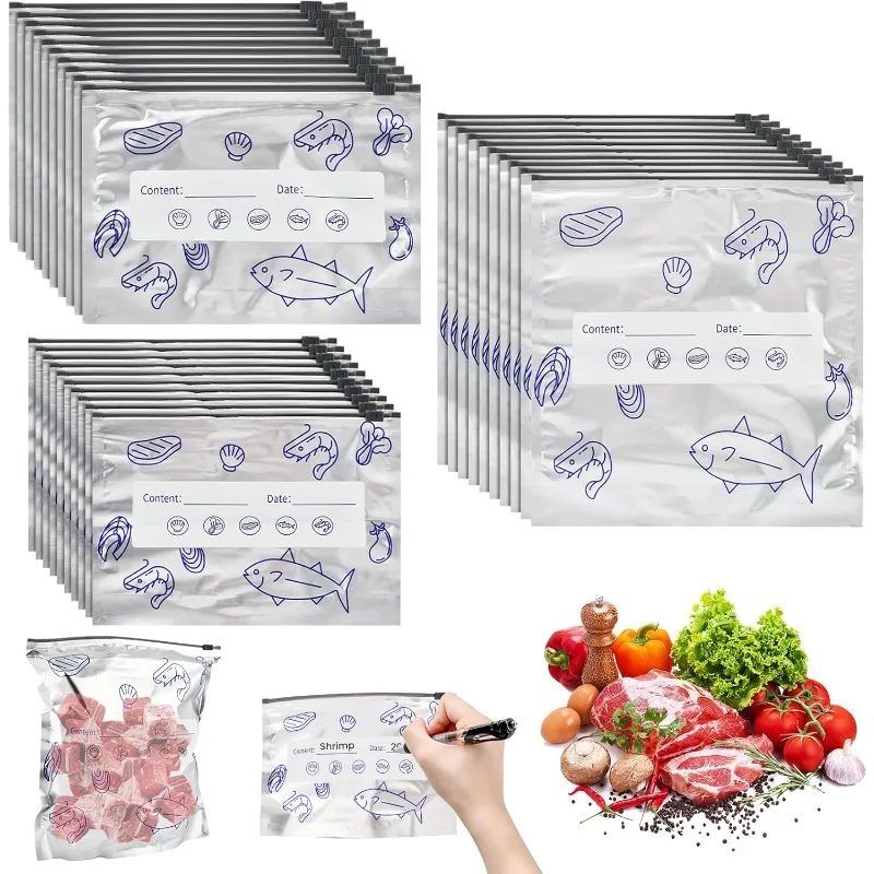 10 Stück/Beutel Küchen-Aluminiumfolie Frischhaltebeutel mit Reißverschluss, Versiegelbare Gefrierbeutel, Lebensmittelverpackungsbeutel