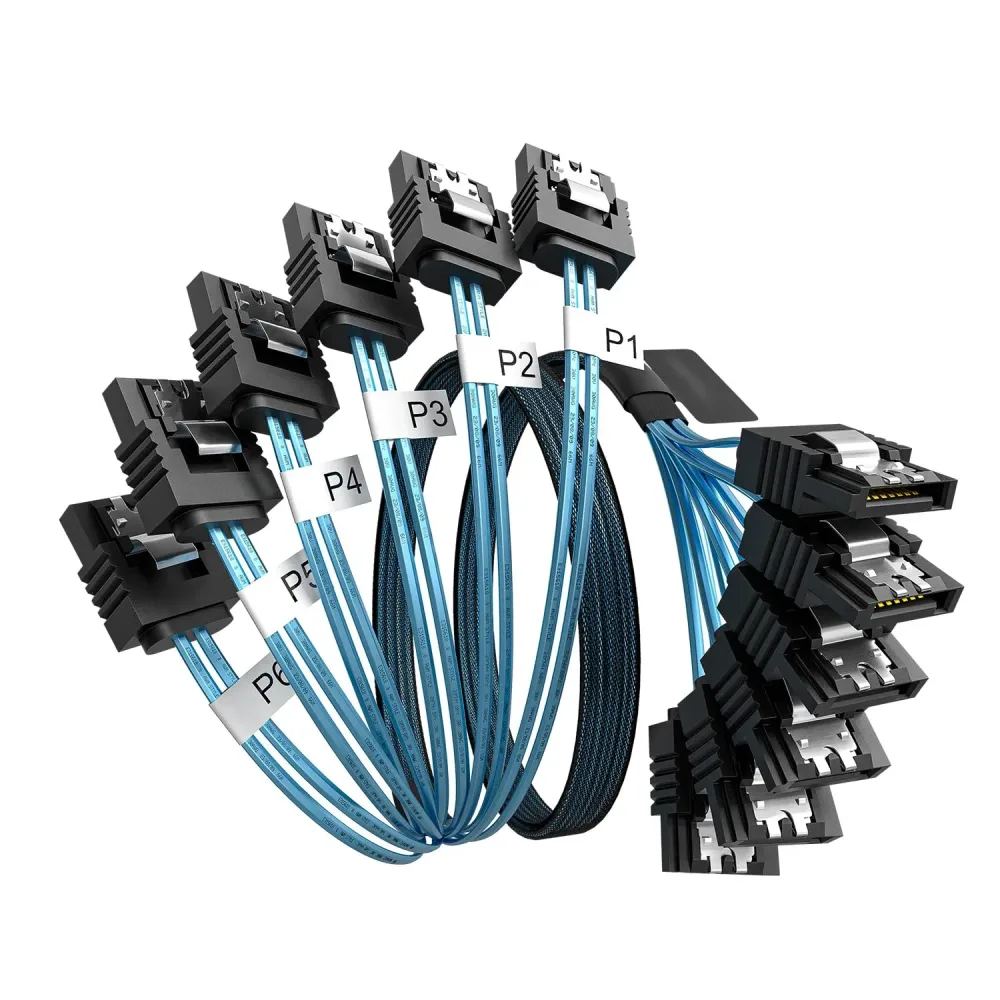 SATA-III-Kabel ? 0,5 m/1 m, 4/6/8 Stück/Set, 6 Gbit/s, SATA-Kabel, langer Ersatz für Bitcoin-Computer-Server, CD, DVD-Laufwerke, Raid HDD-SSD