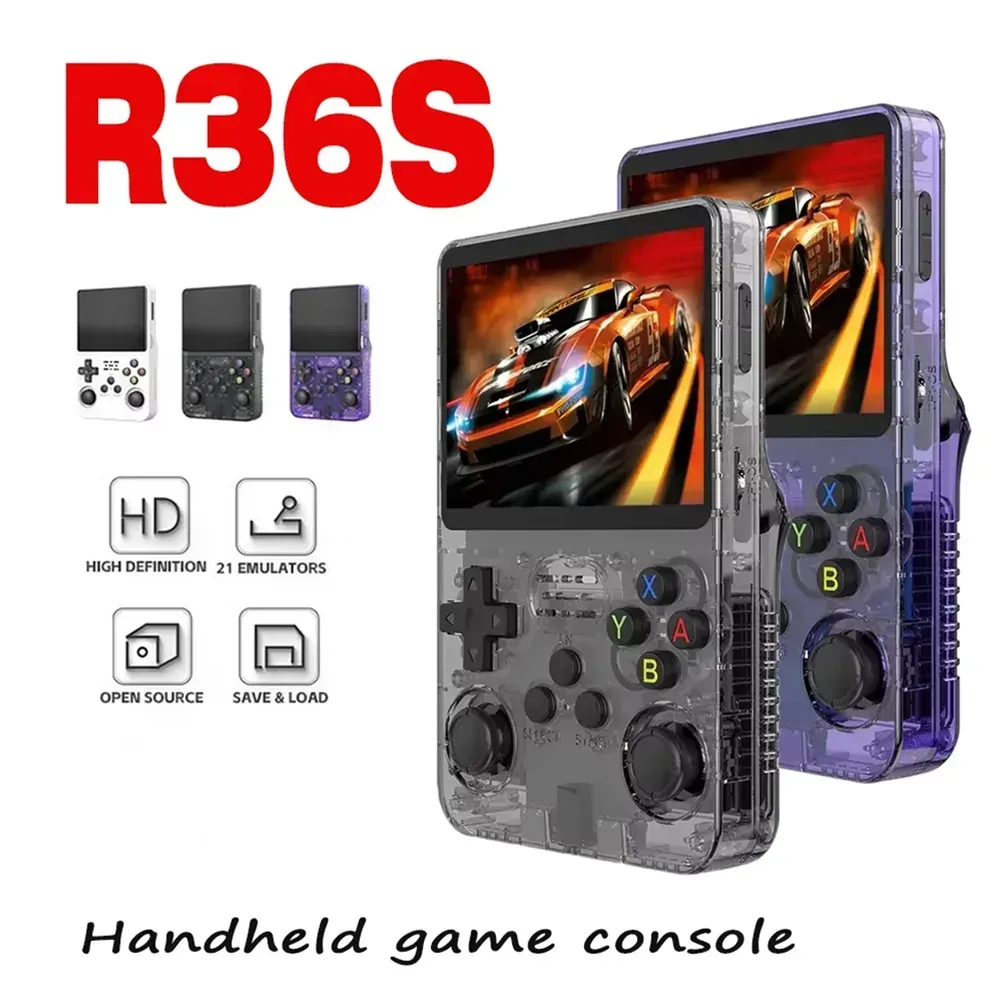 R36S Neue Retro-Spielkonsole 3,5-Zoll Linux Open-Source-System Tragbare Handheld-Spielkonsole mit 128GB Großem Speicher