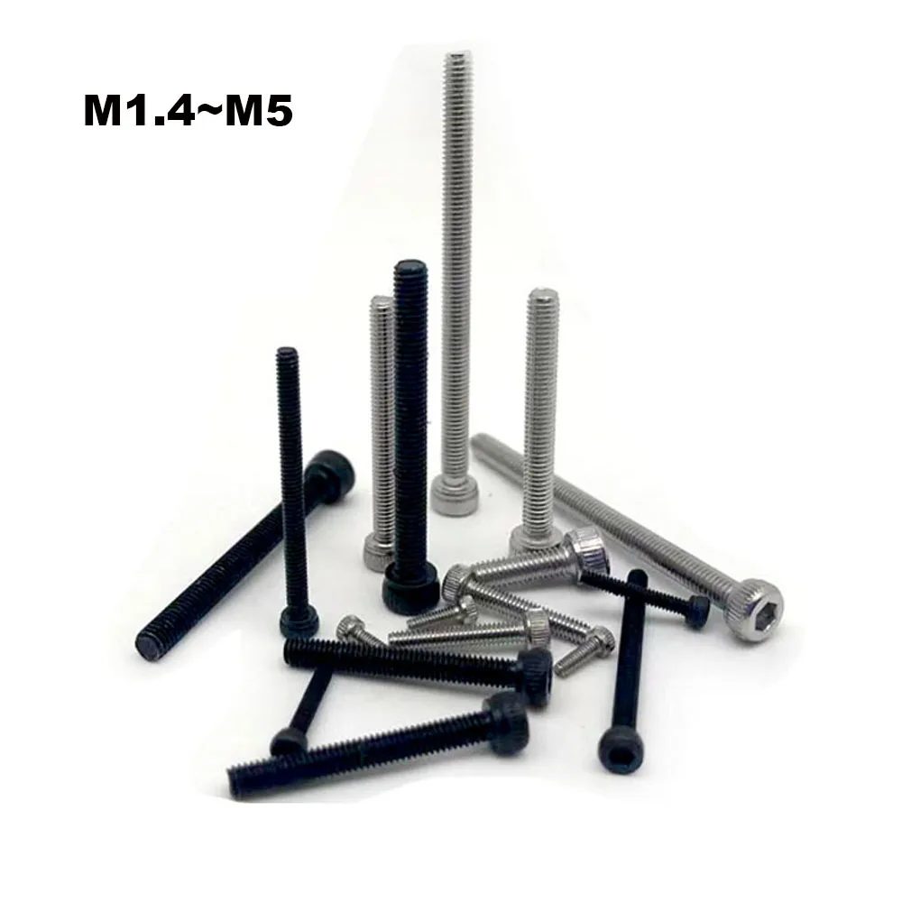 50 Stück M1,4 M1,6 M2 M2,5 M3 M4 304 A2-70 Edelstahl Schwarz 12,9 Grad Sechskant Innensechskant Innensechskantschraube DIN912