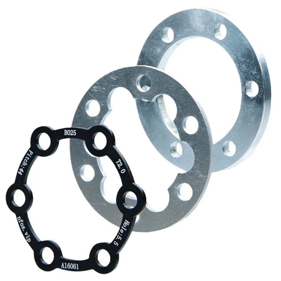 Elektroroller-Bremsscheibe, 3 Dichtungen, Fahrrad, 6 Löcher, 2 Unterlegscheiben, 4 Naben, 5mm Blumenförmige Trommel, Erhöhung, Aluminium-Unterlegscheibe, Fahrrad, Schwarz