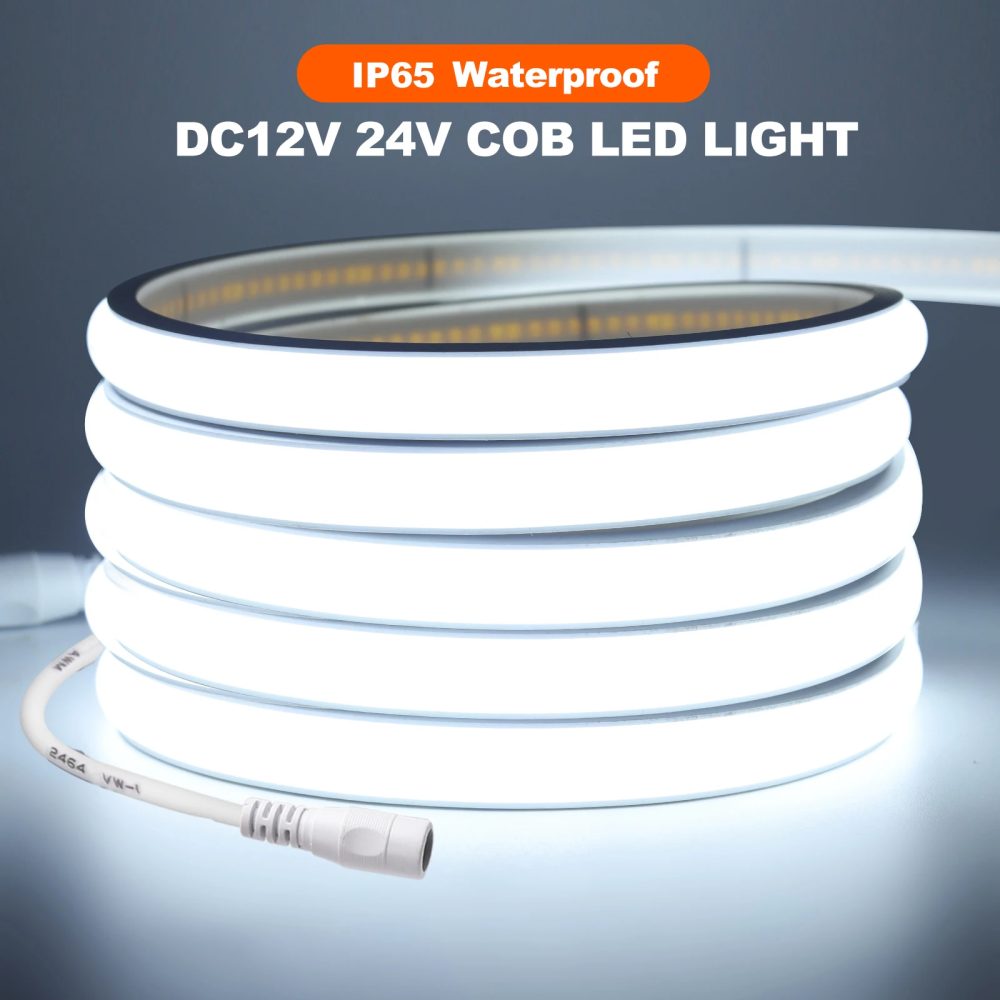 12V 24V 320Leds/M COB Neon Streifen Wasserdicht 3000K 4000K 6000K Home Decor Hohe helle Flexible Band Seil LED Licht 0,5M-20M