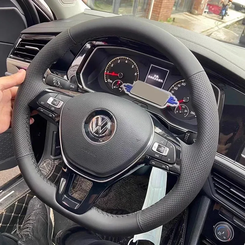 Für Volkswagen VW Golf7 Mk7 Touran Up Neue Polo Jetta Passat B8 Tiguan Auto Lenkrad Geflecht Abdeckung Schwarz Kunstleder