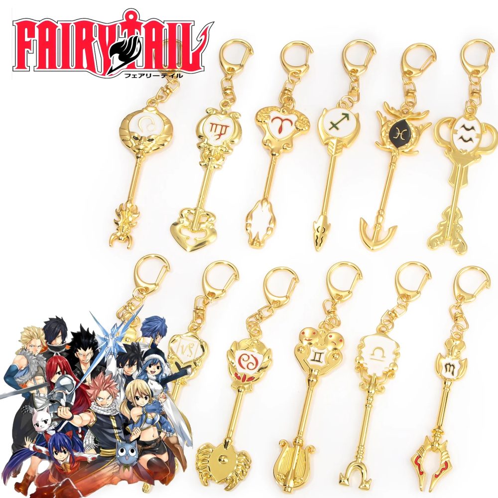 Anime Fairy Tail 12-Sternbild-Schlüsselanhänger, Western-Sternzeichen, Sterngeist, Magier, Summoning-Schlüssel, Unisex, Schmuck, Accessoires, Geschenk