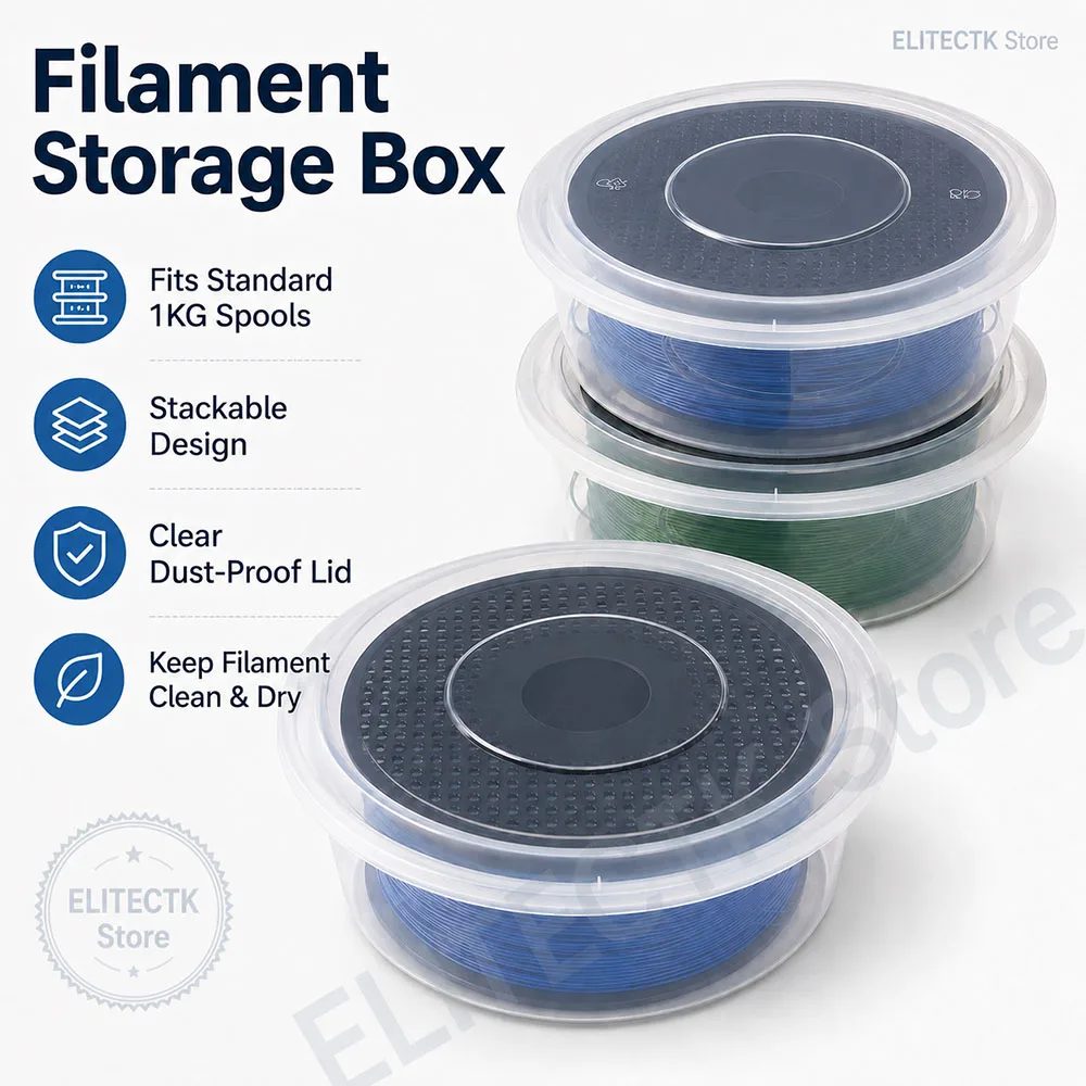 Transparente Runde Filament-Aufbewahrungsbox für 1KG 3D-Drucker-Spulen, Stapelbare Feuchtigkeits- und Staubgeschützte Filament-Organizer